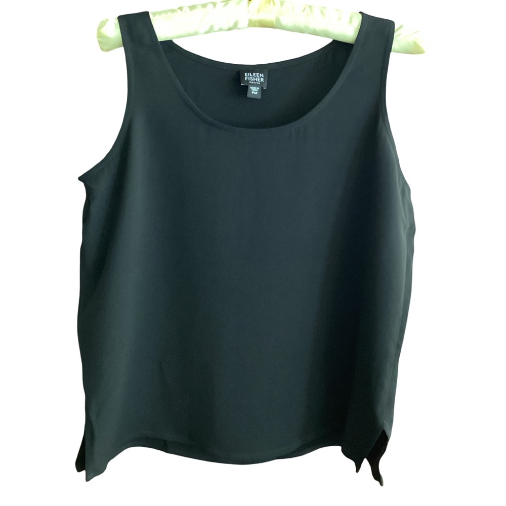 🌺 Eileen Fisher Black Tank Top Size MP - Picture 3 of 6